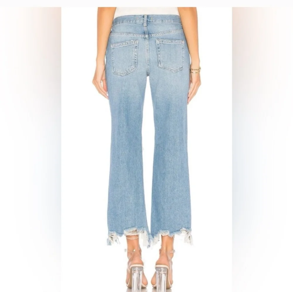 We The Free People Maggie 100% Cotton Button Fly Distressed Cropped Mid Rise 25